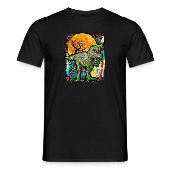 Halloween Dinosaur Zombie Tie Dye - Men's T-Shirt - black - Front - AI Model Male 178 light (178cm)