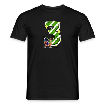 3 Jahre alter Dino American Football 3. B-day Dab - Männer T-Shirt - Schwarz - Vorne - AI Model Male 178 light (178cm)