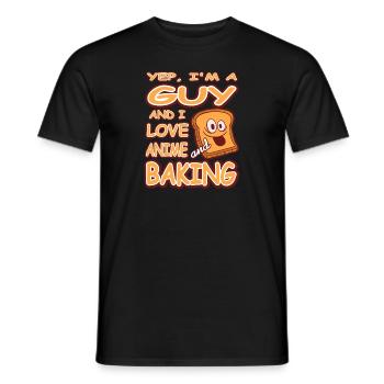 Yep I'm A Guy And I Love Anime & Baking T-Shirt - Men's T-Shirt - black - Front - AI Model Male 178 light (178cm)