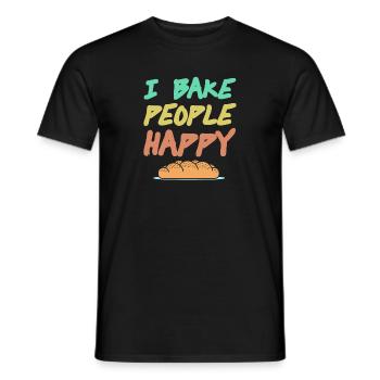 I Bake People Happy Retro Awesome Baking Design - Men's T-Shirt - black - Front - AI Model Male 178 light (178cm)