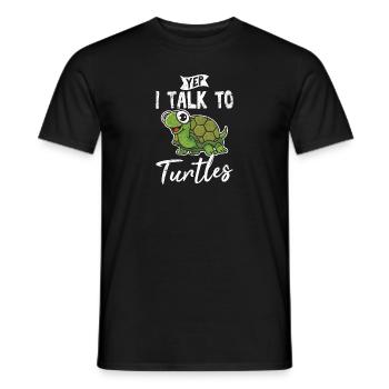 Yep I Talk To Turtles Funny Sea Turtle Lover Ocean - Men's T-Shirt - black - Front - AI Model Male 178 light (178cm)