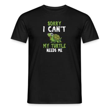 Sorry I Can't My Turtle Needs Me Funny Sea Turtle - Men's T-Shirt - black - Front - AI Model Male 178 light (178cm)