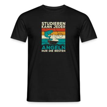 Everyone can study fishing only the best anglers - Men's T-Shirt - black - Front - AI Model Male 178 light (178cm)