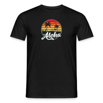 Aloha Hawaiian Retro Vintage Sonnenuntergang Sommer Surfen - Männer T-Shirt - Schwarz - Vorne - AI Model Male 178 light (178cm)