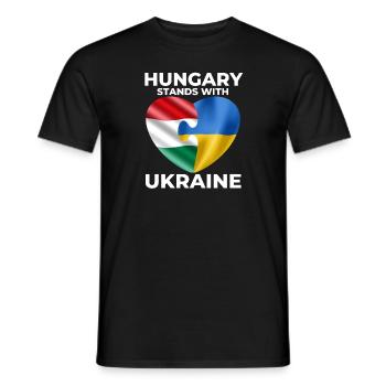 Hungary supports Ukraine - Men's T-Shirt - black - Front - AI Model Male 178 light (178cm)