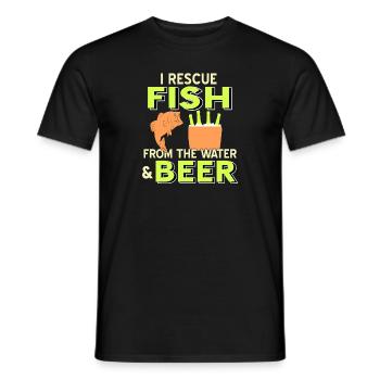 Je sauve des poissons de l’eau et de la bière Drôle de cadeau - T-shirt homme - noir - Devant - AI Model Male 178 light (178cm)
