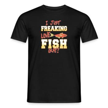 Je viens de flipper Love Fish D’accord? Drôle de T-Shirt - T-shirt homme - noir - Devant - AI Model Male 178 light (178cm)