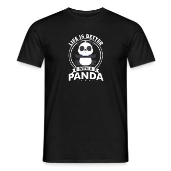 Life Is Better With A Panda Cute Awesome Design - Men's T-Shirt - black - Front - AI Model Male 178 light (178cm)