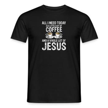 Un peu de café et beaucoup de Jésus - T-shirt homme - noir - Devant - AI Model Male 178 light (178cm)
