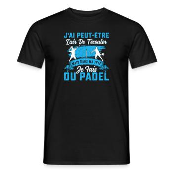 Dans ma tête je fais du padel Logo & dessin padel - T-shirt homme - noir - Devant - AI Model Male 178 light (178cm)