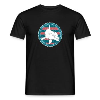 Retro Cute Dolphin Marine Biologist T-Shirt - Men's T-Shirt - black - Front - AI Model Male 178 light (178cm)