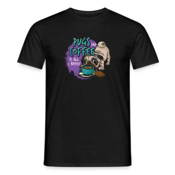 Funny pug dog head dog - Men's T-Shirt - black - Front - AI Model Male 178 light (178cm)