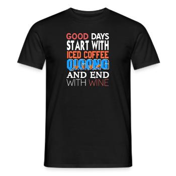 Good Days Start With Ice Coffee Qigong Awesome - Männer T-Shirt - Schwarz - Vorne - AI Model Male 178 light (178cm)