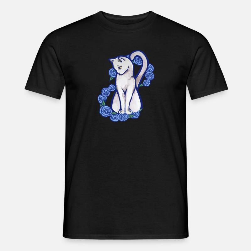 Weiße Katze - Männer T-Shirt - Schwarz