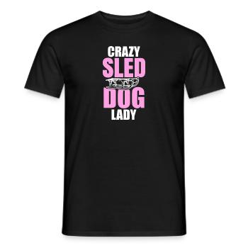 Ladies Crazy Sled Dog Lady - Men's T-Shirt - black - Front - AI Model Male 178 light (178cm)