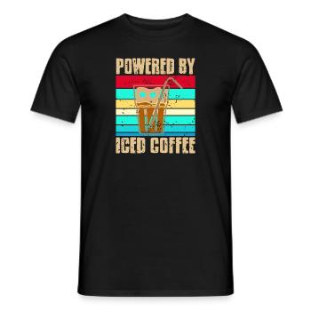 Retro Vintage Powered By Iced Coffee Cool Tee - Männer T-Shirt - Schwarz - Vorne - AI Model Male 178 light (178cm)
