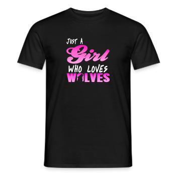 Just A Girl Who Loves Wolves Cool Retro T-Shirt - Männer T-Shirt - Schwarz - Vorne - AI Model Male 178 light (178cm)
