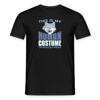 Funny This Is My Human Costume Wolf Lover Tee - Männer T-Shirt - Schwarz - Vorne - AI Model Male 178 light (178cm)