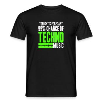 Les prévisions de ce soir 99% de chances de musique techno - T-shirt homme - noir - Devant - AI Model Male 178 light (178cm)