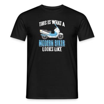 Voici à quoi ressemble un motard moderne - T-shirt homme - noir - Devant - AI Model Male 178 light (178cm)