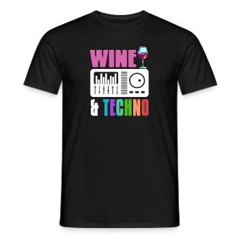 WINE & Techno Awesome Retro Designs T-Shirt - Men's T-Shirt - black - Front - AI Model Male 178 light (178cm)