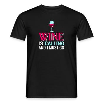 Le vin appelle et je dois aller rétro drôle - T-shirt homme - noir - Devant - AI Model Male 178 light (178cm)