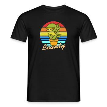 Retro Vintage BEAUTY Carnivorous Plants Lover - Men's T-Shirt - black - Front - AI Model Male 178 light (178cm)