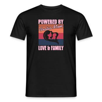 Powered By Foster Mom Love & Family Retro Present - Men's T-Shirt - black - Front - AI Model Male 178 light (178cm)