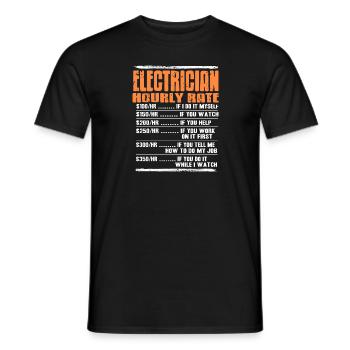 Funny Retro Hourly Rate Of An Electrician T-Shirt - Men's T-Shirt - black - Front - AI Model Male 178 light (178cm)