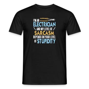 I'm An Electrician & My Level Of Sarcasm Funny - Men's T-Shirt - black - Front - AI Model Male 178 light (178cm)