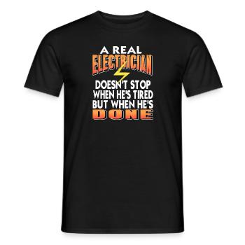 A Real Electrician Stop When He's Done Cool Retro - Männer T-Shirt - Schwarz - Vorne - AI Model Male 178 light (178cm)