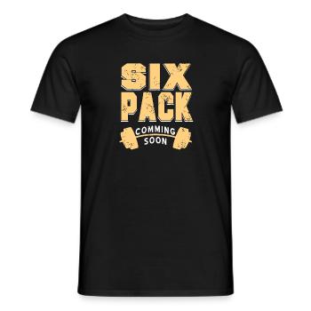 Six Pack Coming Soon Funny Retro Fitness Trainer - Männer T-Shirt - Schwarz - Vorne - AI Model Male 178 light (178cm)