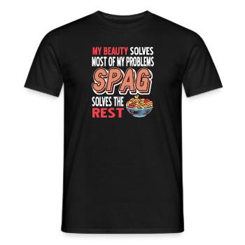 Spag résout le reste de mes problèmes T-Shirt amusant - T-shirt homme - noir - Devant - AI Model Male 178 light (178cm)