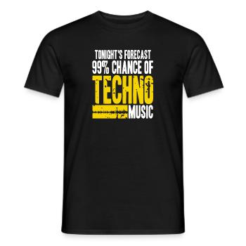 Les prévisions de ce soir 99 % Chance Techno Music - T-shirt homme - noir - Devant - AI Model Male 178 light (178cm)