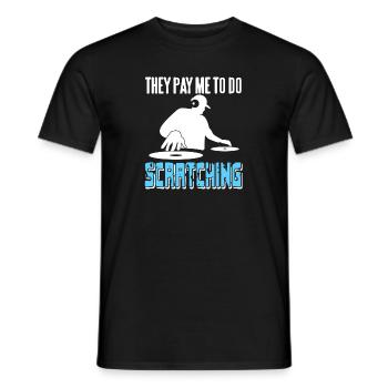They Pay Me To Do SCRATCHING Cool Retro Vintage DJ - Männer T-Shirt - Schwarz - Vorne - AI Model Male 178 light (178cm)