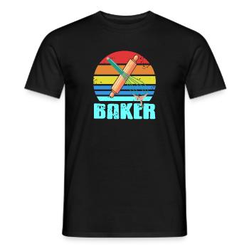 Rétro Vintage BAKER Awesome Baker Designs T-Shirt - T-shirt homme - noir - Devant - AI Model Male 178 light (178cm)