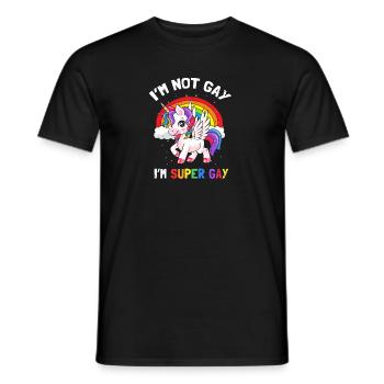 I'm Not Gay I'm Super Gay Cool Pride Unicorn - Männer T-Shirt - Schwarz - Vorne - AI Model Male 178 light (178cm)