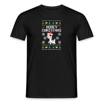 Mooey Christmas Cow Santa Claus Hat Funny - Men's T-Shirt - black - Front - AI Model Male 178 light (178cm)