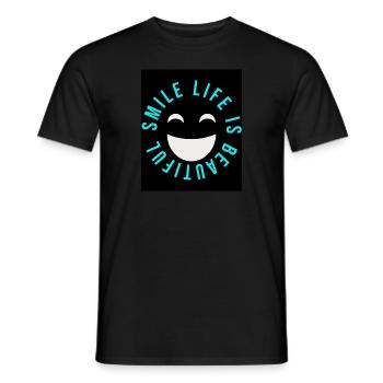 smile life is beautiful - Men's T-Shirt - black - Front - AI Model Male 178 light (178cm)