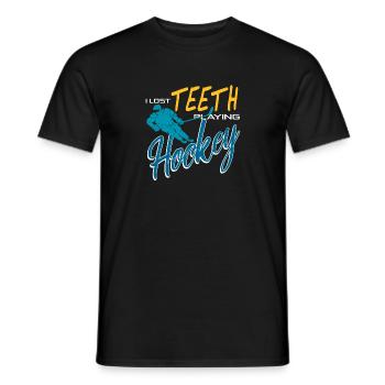 I Lost Teeth Playing Hockey Retro Funny T-Shirt - Männer T-Shirt - Schwarz - Vorne - AI Model Male 178 light (178cm)