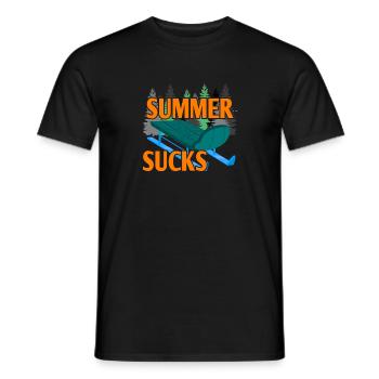 SUMMER SUCKS Funny Sledding Lover T-Shirt Present - Männer T-Shirt - Schwarz - Vorne - AI Model Male 178 light (178cm)