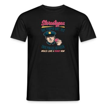 Ce policier aimerait un beignet maintenant présent - T-shirt homme - noir - Devant - AI Model Male 178 light (178cm)