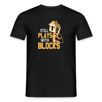 Joue toujours avec des blocs drôle retro carpenter - T-shirt homme - noir - Devant - AI Model Male 178 light (178cm)