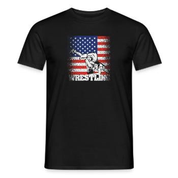 Usa Flag Wrestling American Wrestling Patriotique - T-shirt homme - noir - Devant - AI Model Male 178 light (178cm)