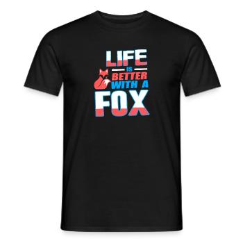 Life Is Better With A Fox Cute Retro Fox Lover - Männer T-Shirt - Schwarz - Vorne - AI Model Male 178 light (178cm)
