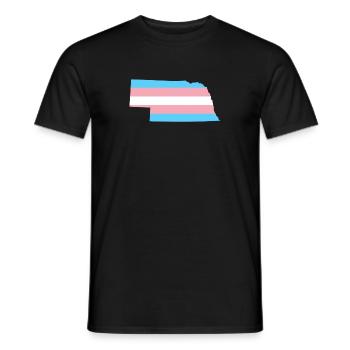 Trans Flag Nebraska LGBT Pride Support - Men's T-Shirt - black - Front - AI Model Male 178 light (178cm)