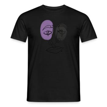 Drawing Portrait from a Line Face LineArt - Men's T-Shirt - black - Front - AI Model Male 178 light (178cm)