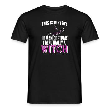 Funny Retro Halloween My Human Costume I'm A Witch - Männer T-Shirt - Schwarz - Vorne - AI Model Male 178 light (178cm)