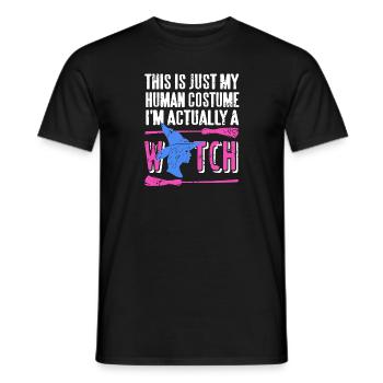 Just My Human Costume Funny Retro Halloween WITCH - Männer T-Shirt - Schwarz - Vorne - AI Model Male 178 light (178cm)