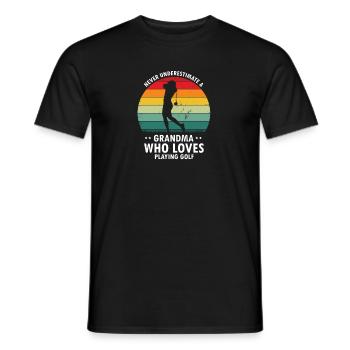 Never Underestimate A GRANDMA Who Loves Playing - Men's T-Shirt - black - Front - AI Model Male 178 light (178cm)
